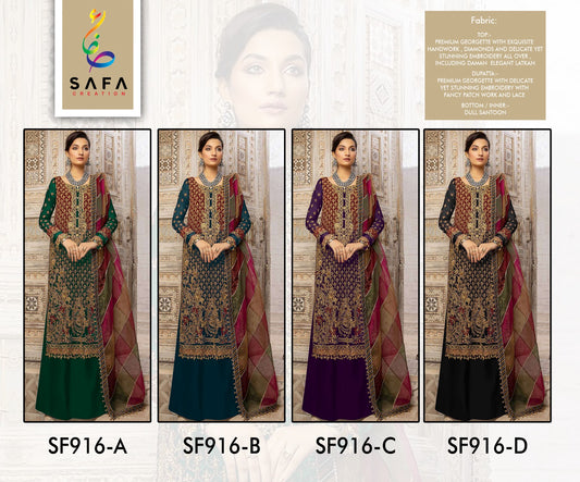 916 Safa Creation Georgette Pakistani Salwar Suits Supplier