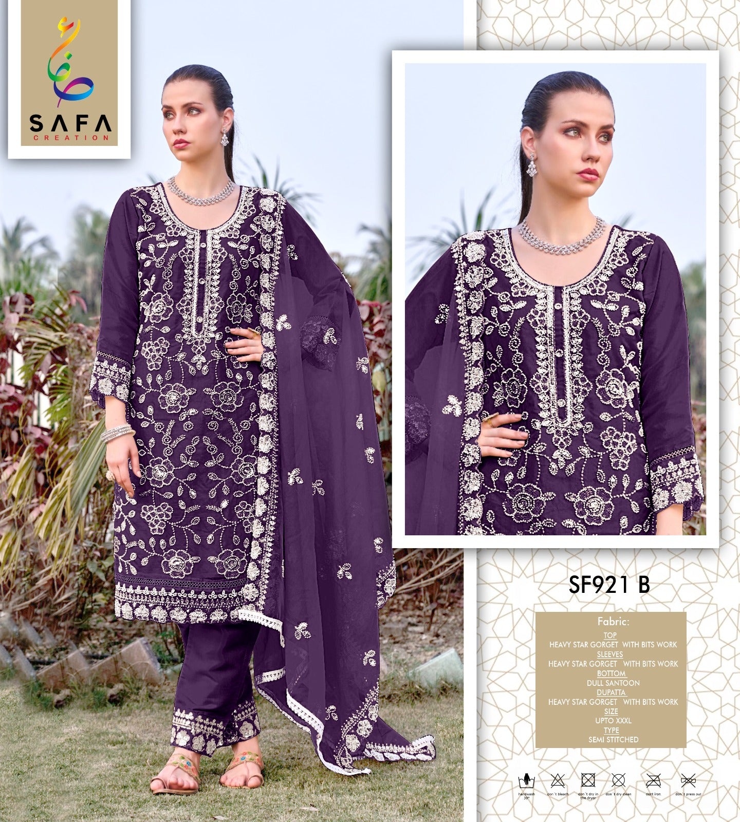 921Abcd Safa Creation Georgette Pakistani Salwar Suits Exporter