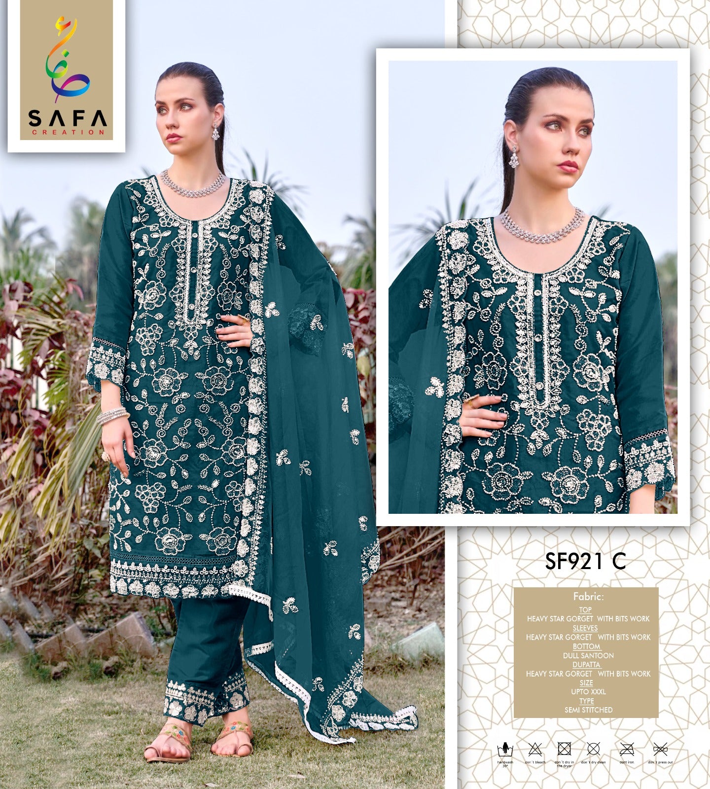 921Abcd Safa Creation Georgette Pakistani Salwar Suits Exporter