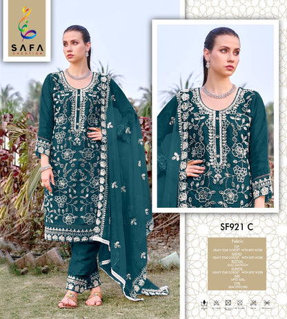 921Abcd Safa Creation Georgette Pakistani Salwar Suits Exporter