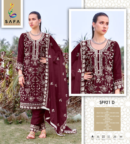 921Abcd Safa Creation Georgette Pakistani Salwar Suits Exporter