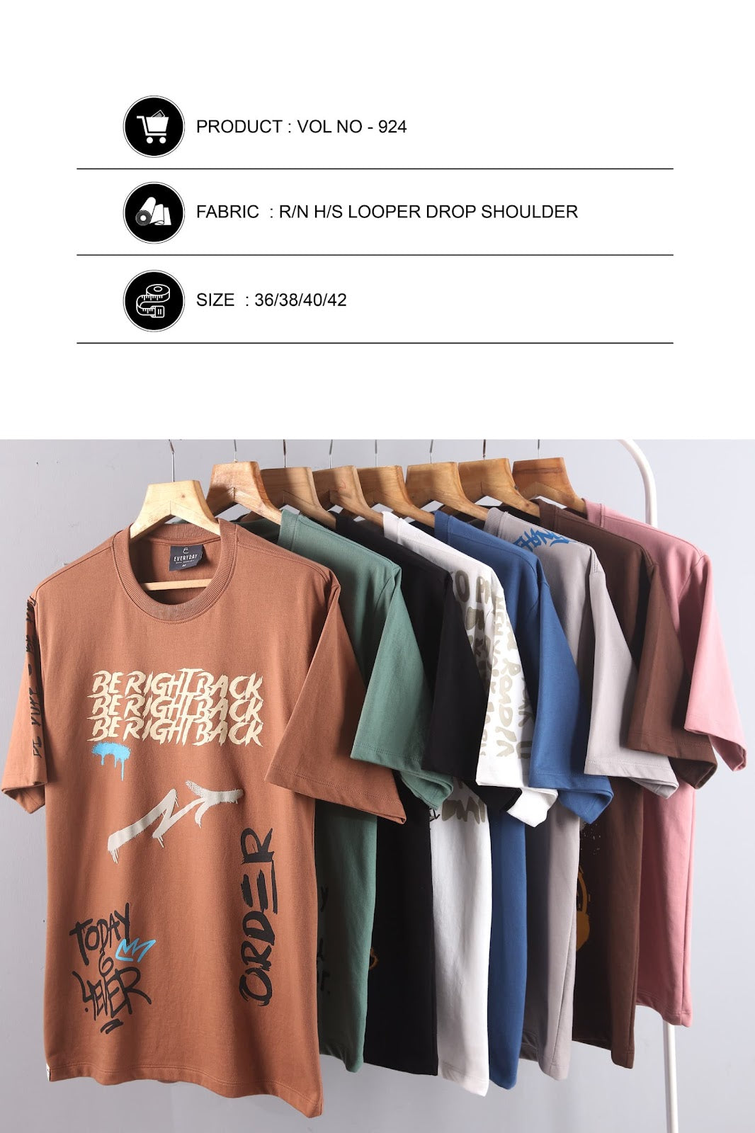924 B Everyday Cotton Looper Mens Tshirts Manufacturer