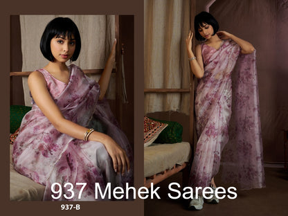 937 Mehek Organza Sarees Manufacturer