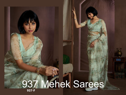937 Mehek Organza Sarees Manufacturer