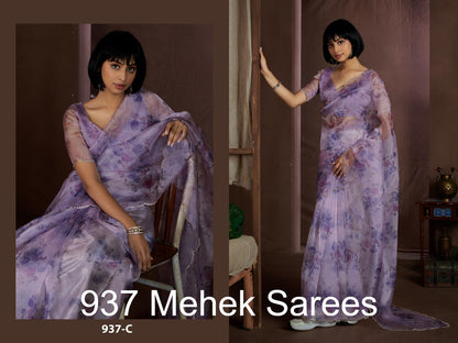 937 Mehek Organza Sarees Manufacturer