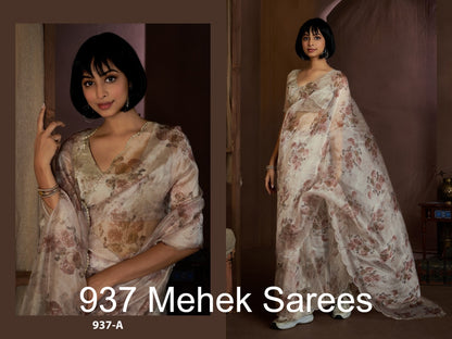 937 Mehek Organza Sarees Manufacturer