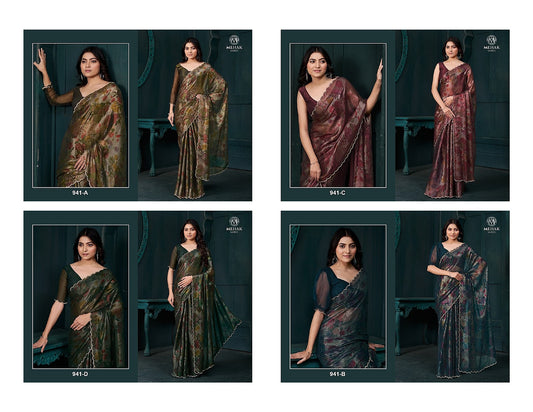941Abcd Mehek Two Tone Sarees Supplier India