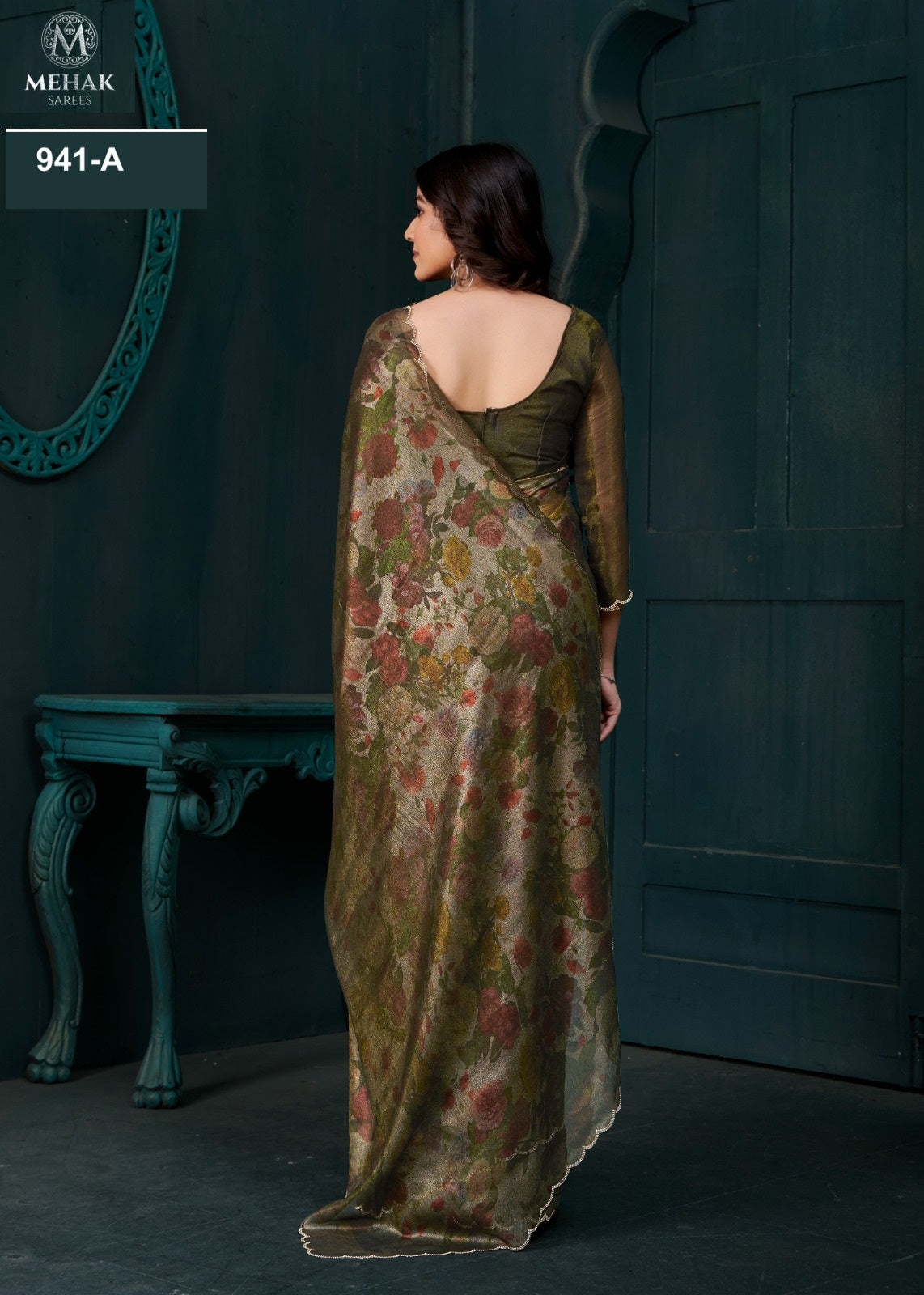 941Abcd Mehek Two Tone Sarees Supplier India