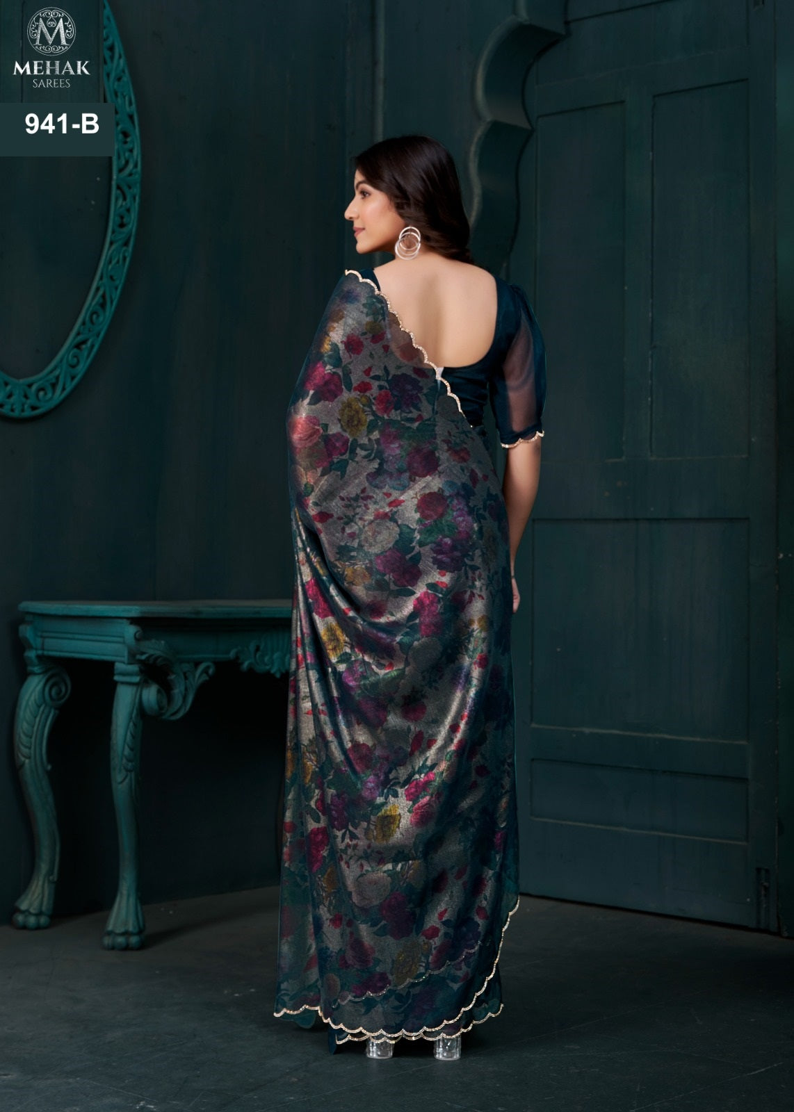 941Abcd Mehek Two Tone Sarees Supplier India