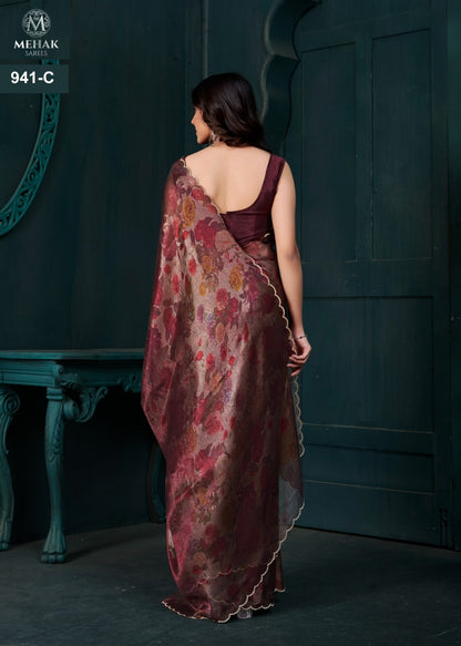 941Abcd Mehek Two Tone Sarees Supplier India