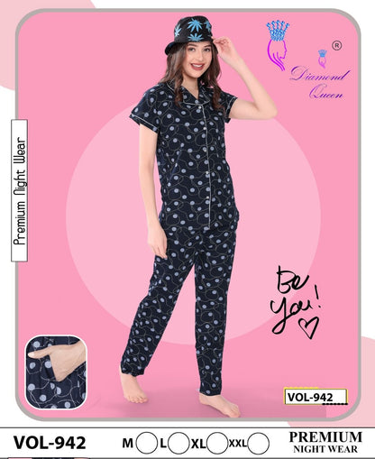 942 Diamond Queen Sinker Collar Night Suits Wholesale