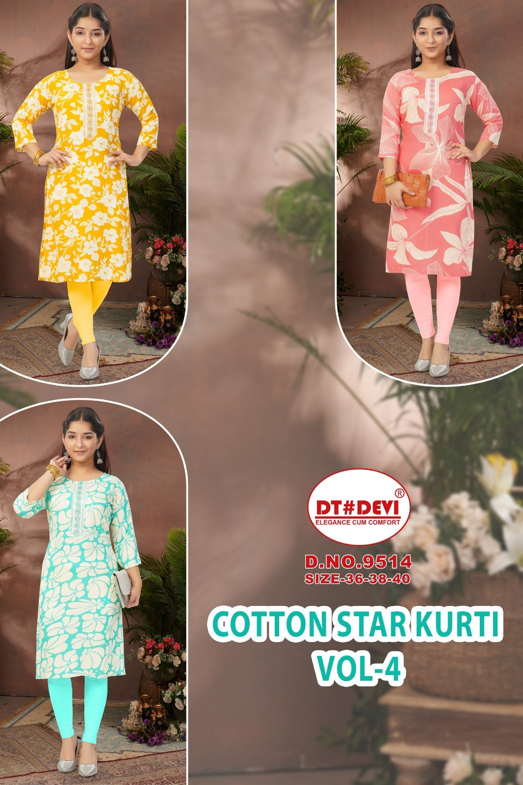 9514 Star Kurti Vol 4 Dt Devi Rayon Girls Kurti Exporter