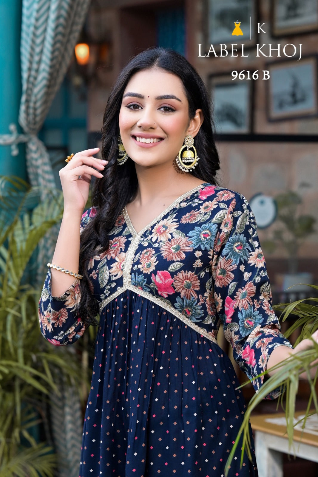9615 9616 Ab Alia Cut Label Khoj Rayon A Line Kurti Manufacturer India