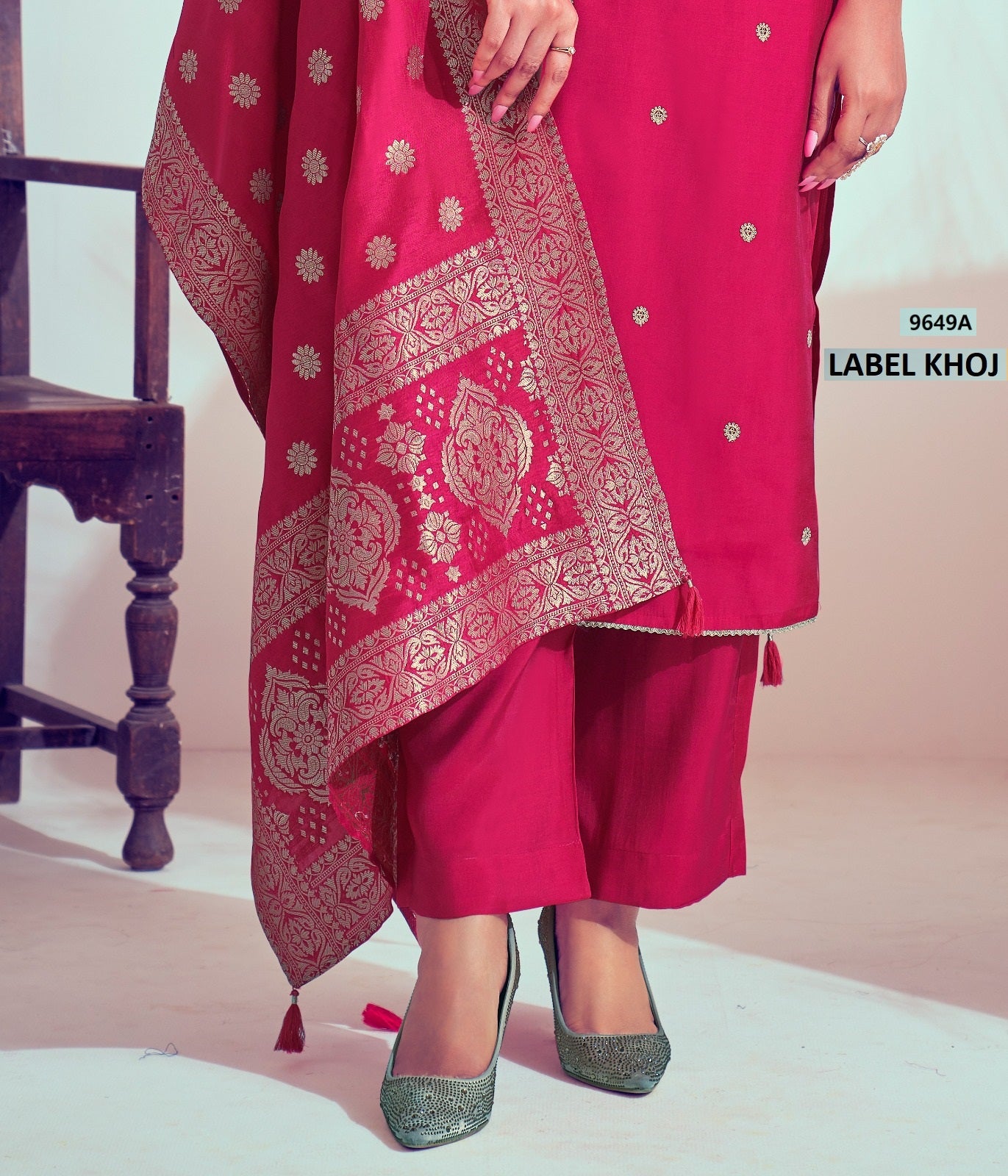 9649Abcde Label Khoj Roman Silk Readymade Suits Manufacturer India