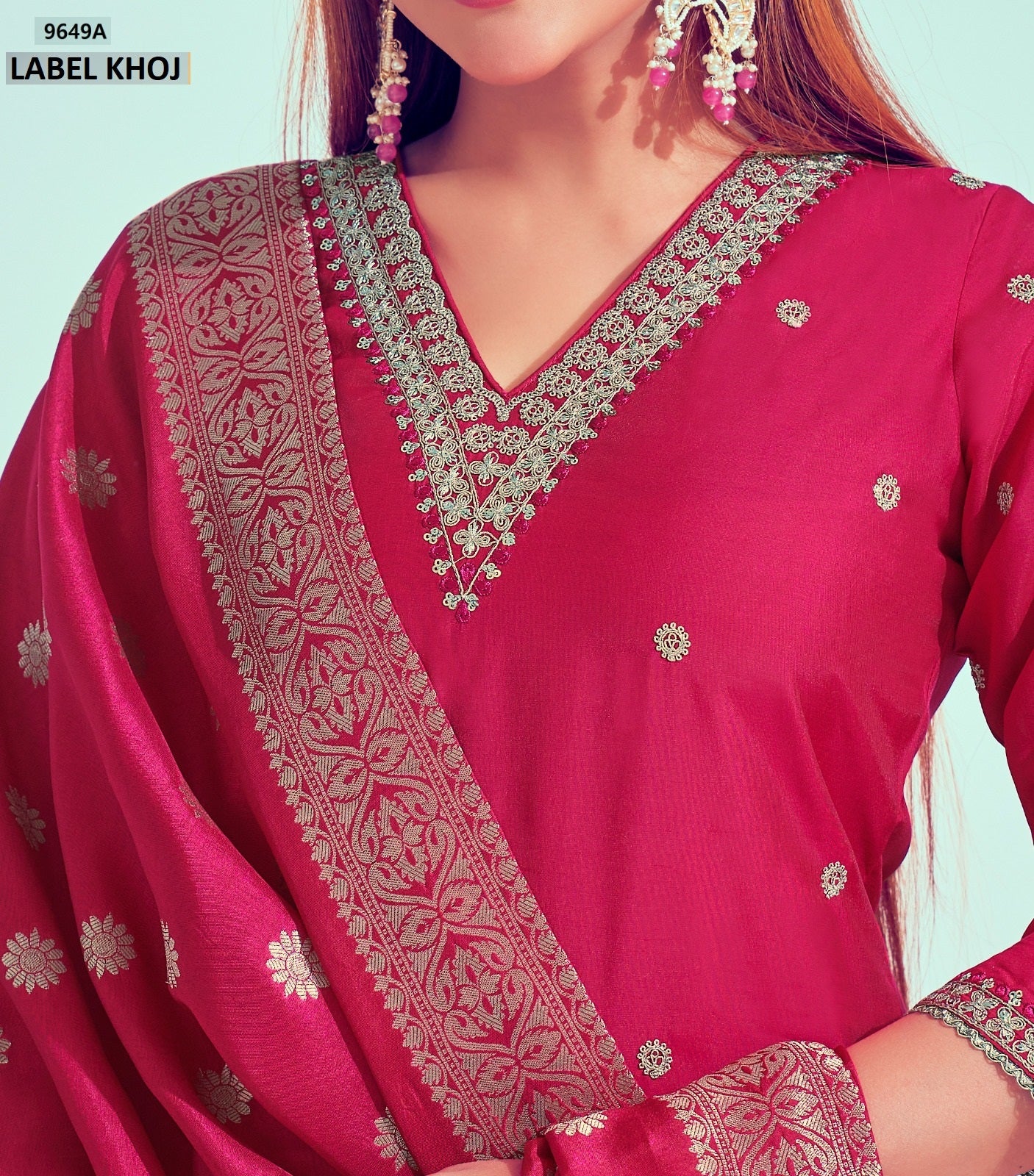 9649Abcde Label Khoj Roman Silk Readymade Suits Manufacturer India