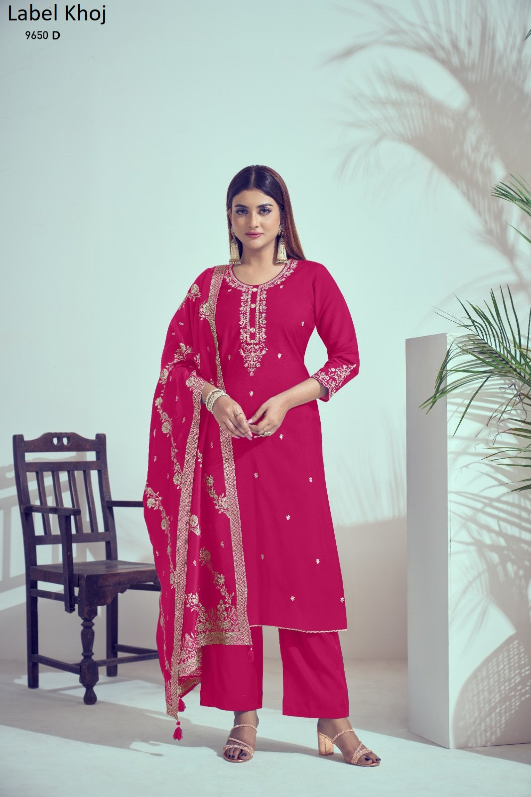 9650Abcde Label Khoj Roman Silk Readymade Suits Exporter
