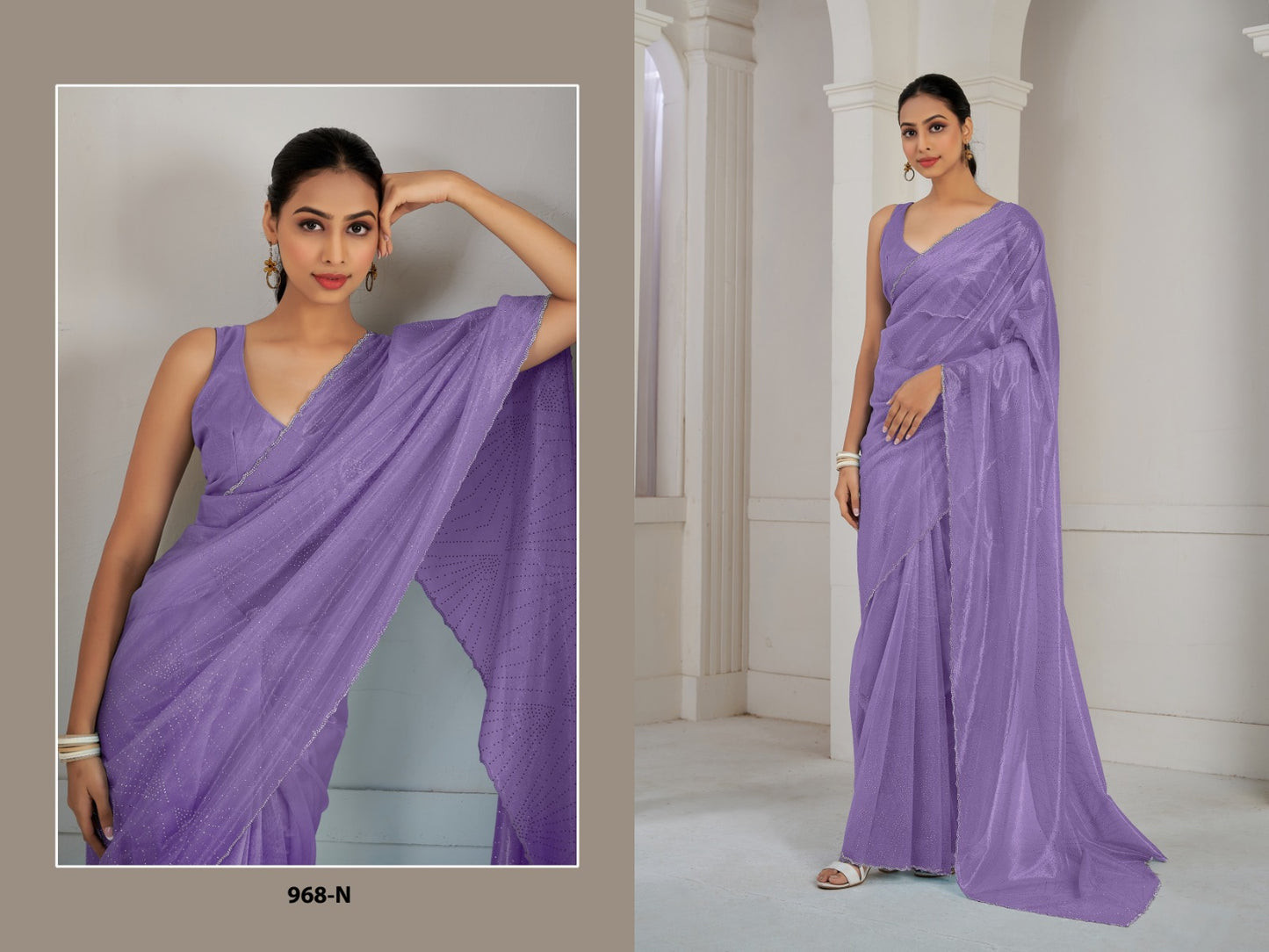 968 Series Mehek Organza Sarees Manufacturer India
