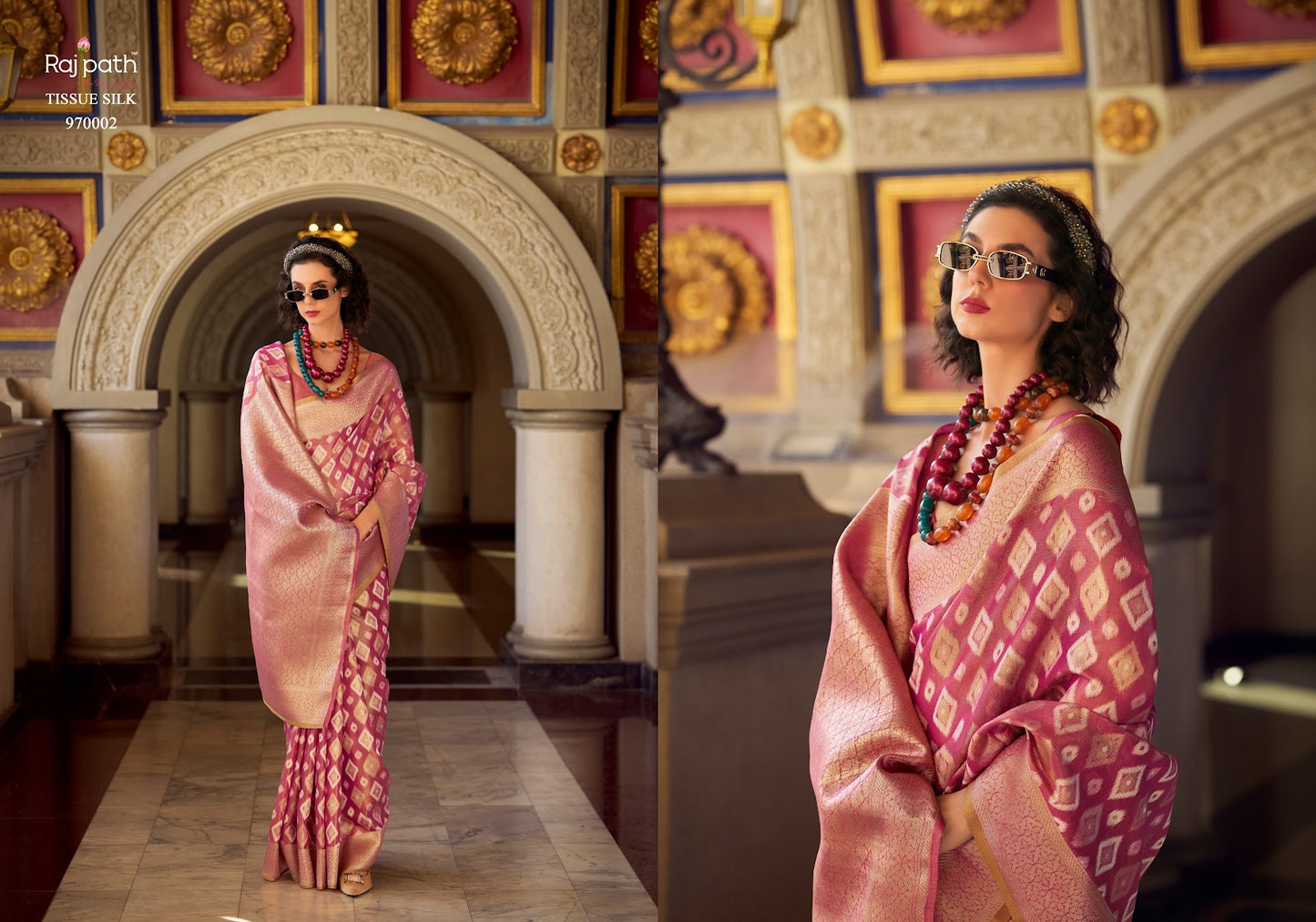 Goldmine 970001-970006 Rajpath Tissue Silk Sarees Wholesale