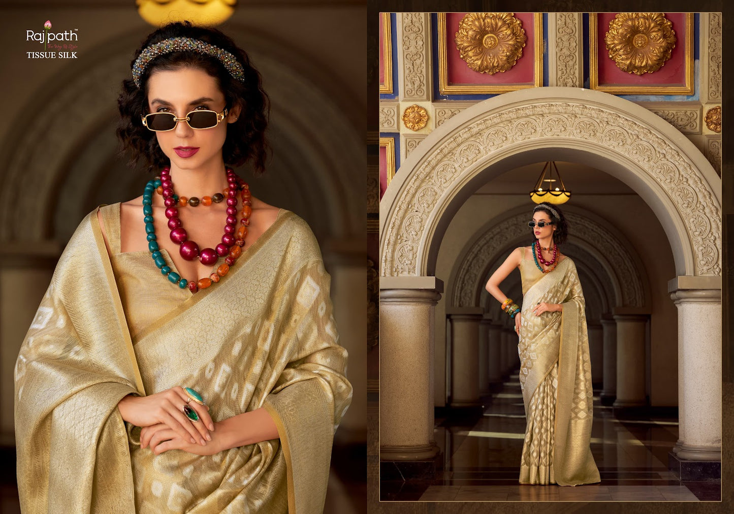 Goldmine 970001-970006 Rajpath Tissue Silk Sarees Wholesale
