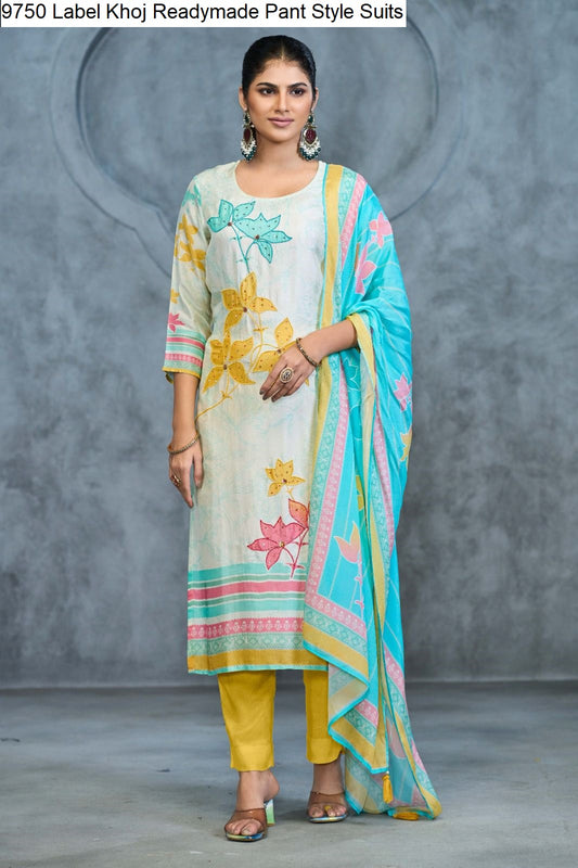 9750 Label Khoj Pure Viscose Readymade Pant Style Suits Supplier India