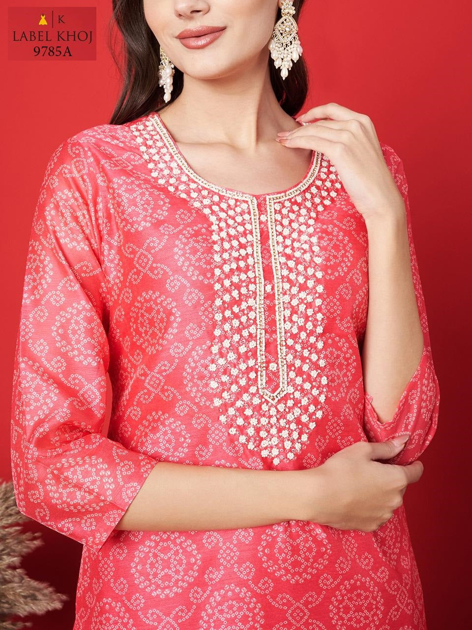 9785Ab Label Khoj Silk Readymade Suits Exporter India