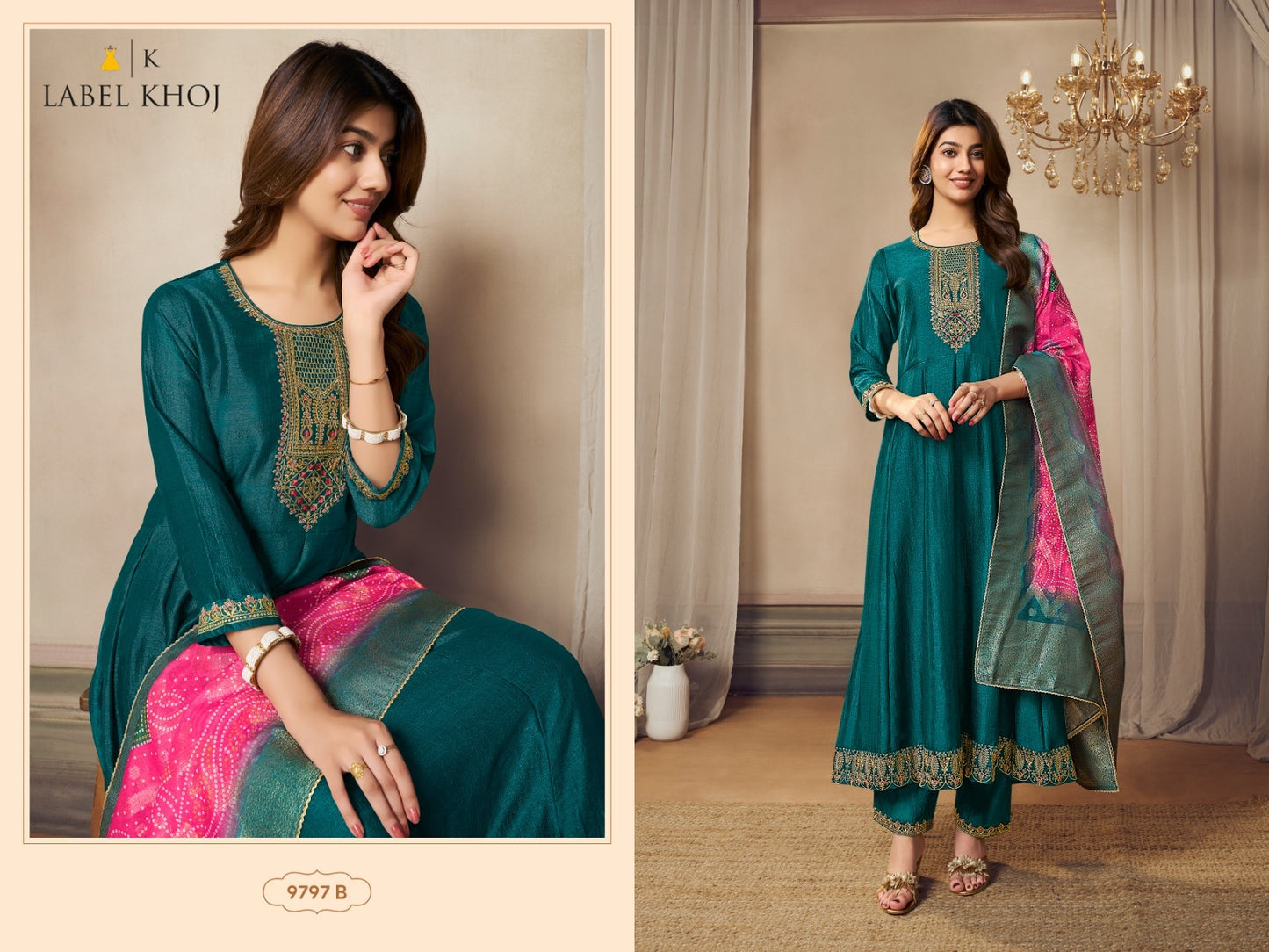 9797A To 9797H Label Khoj Silk Readymade Anarkali Suits Wholesale