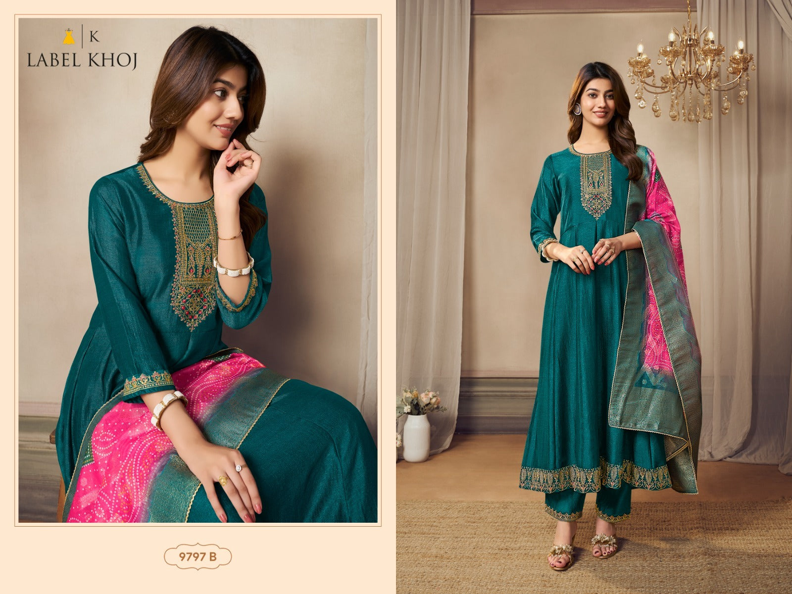 9797A To 9797H Label Khoj Silk Readymade Anarkali Suits Wholesale