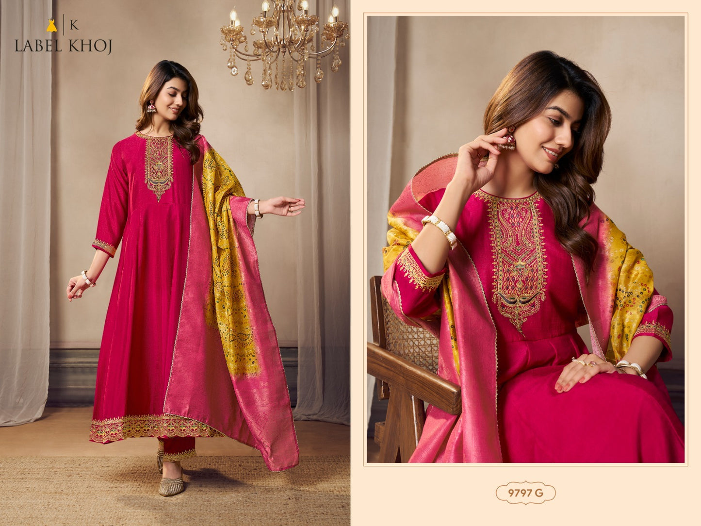 9797A To 9797H Label Khoj Silk Readymade Anarkali Suits Wholesale