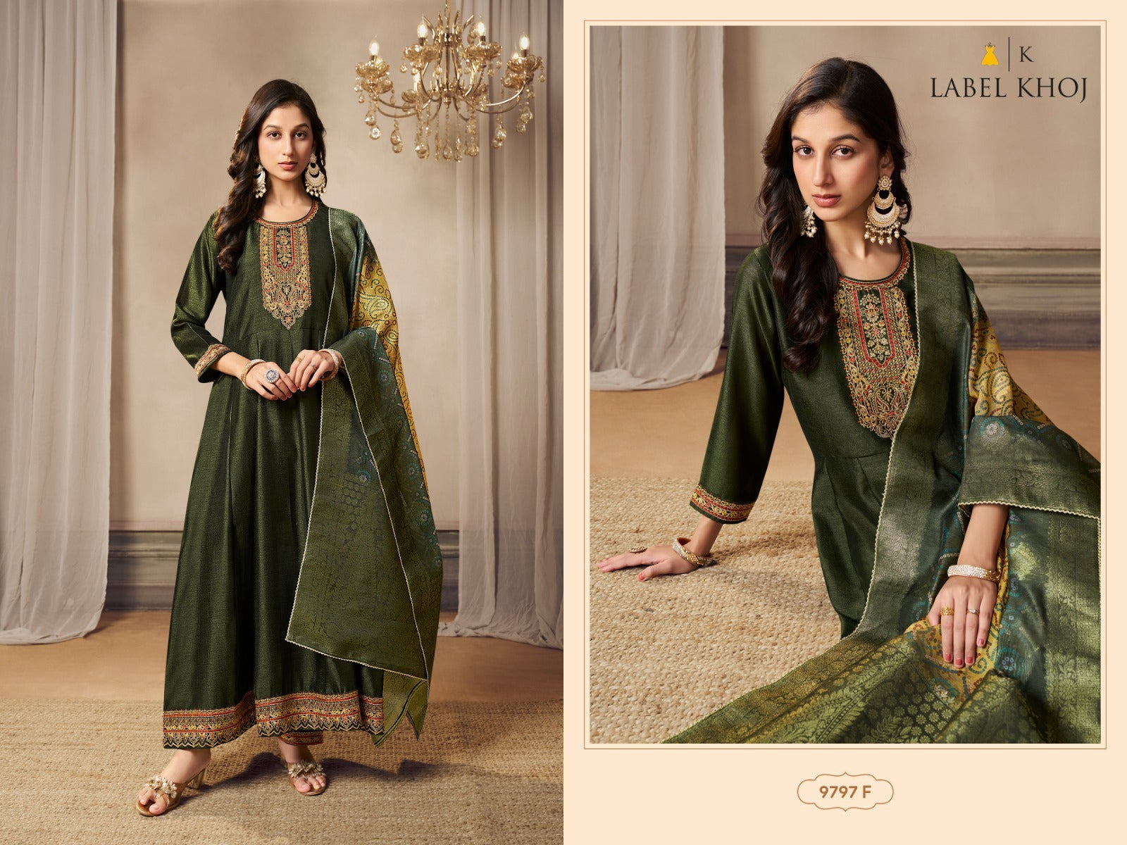 9797A To 9797H Label Khoj Silk Readymade Anarkali Suits Wholesale