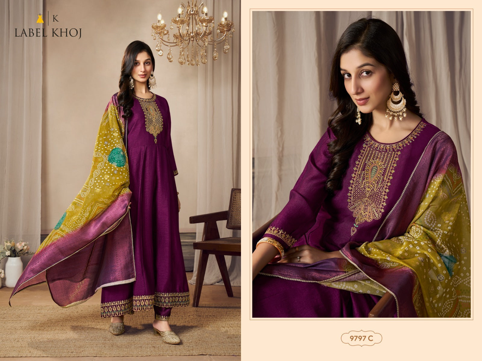 9797A To 9797H Label Khoj Silk Readymade Anarkali Suits Wholesale