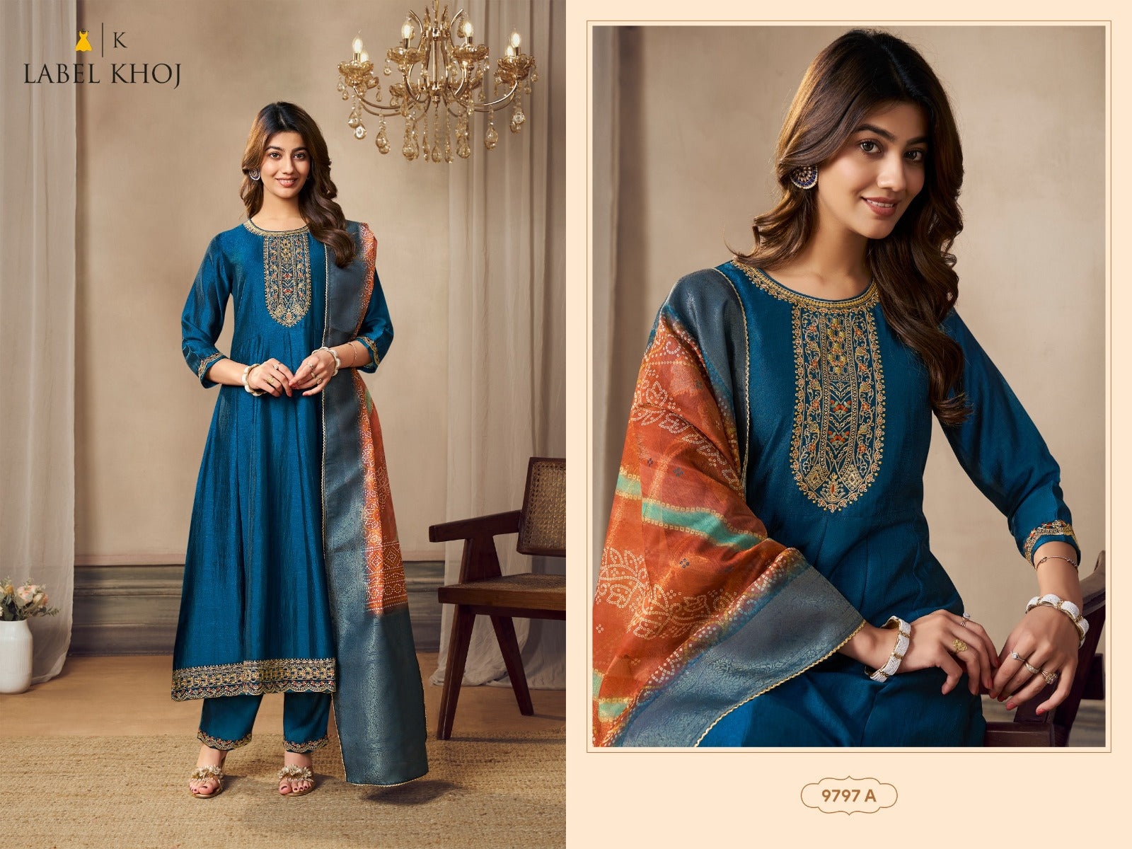 9797A To 9797H Label Khoj Silk Readymade Anarkali Suits Wholesale