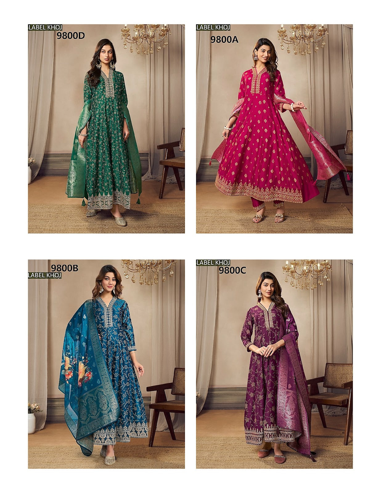 9800Abcd Label Khoj Silk Readymade Anarkali Suits Manufacturer