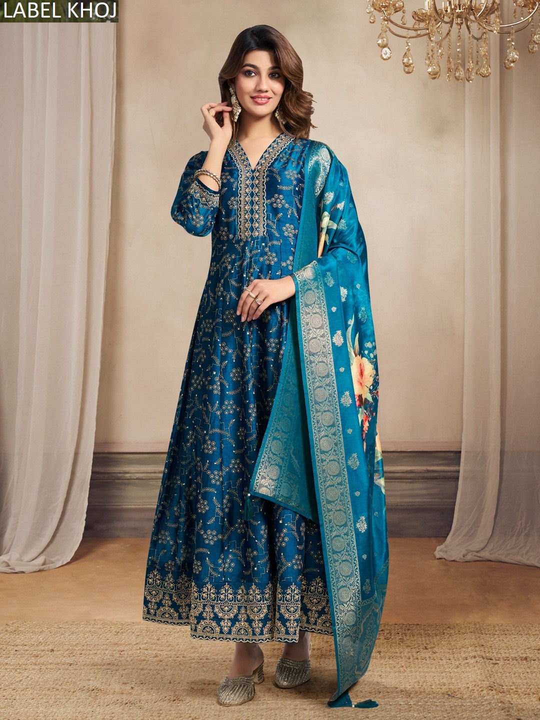 9800Abcd Label Khoj Silk Readymade Anarkali Suits Manufacturer