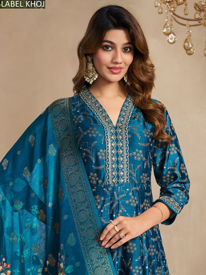 9800Abcd Label Khoj Silk Readymade Anarkali Suits Manufacturer