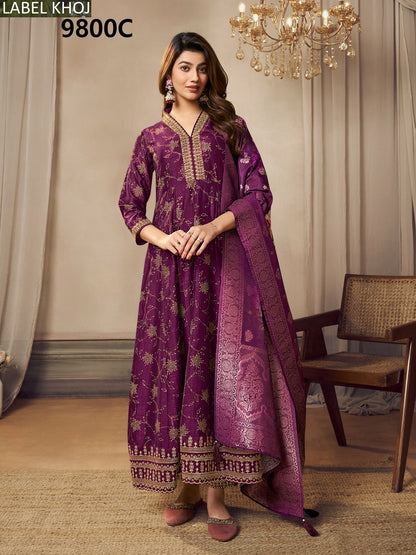 9800Abcd Label Khoj Silk Readymade Anarkali Suits Manufacturer