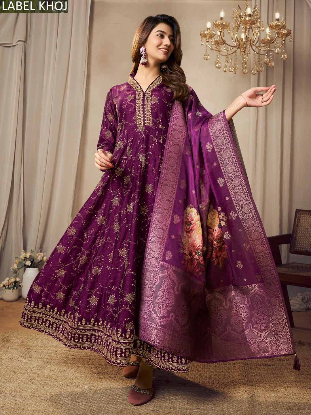 9800Abcd Label Khoj Silk Readymade Anarkali Suits Manufacturer