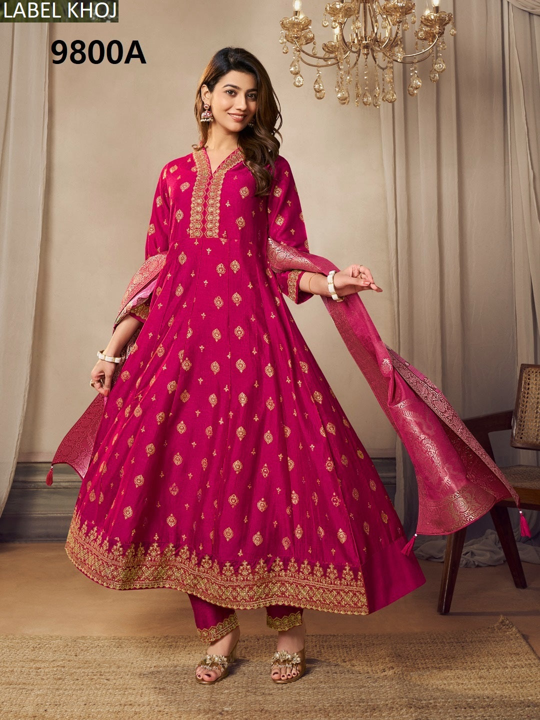 9800Abcd Label Khoj Silk Readymade Anarkali Suits Manufacturer