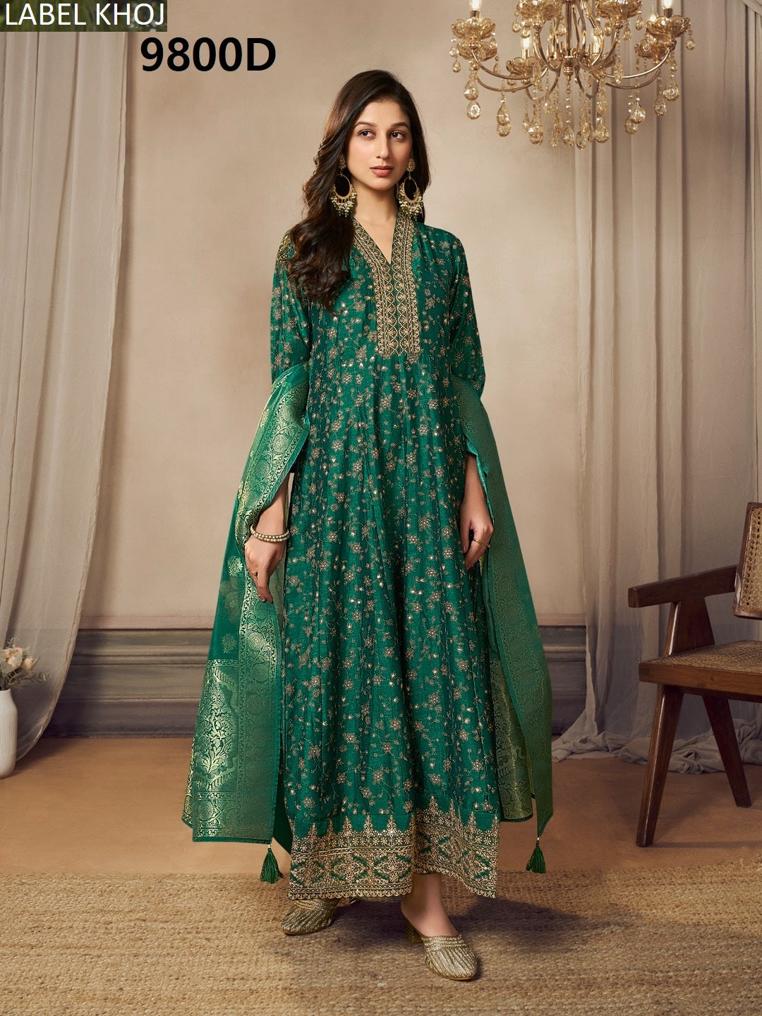 9800Abcd Label Khoj Silk Readymade Anarkali Suits Manufacturer