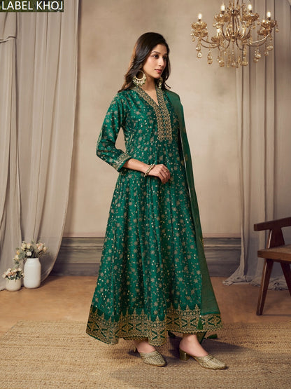 9800Abcd Label Khoj Silk Readymade Anarkali Suits Manufacturer