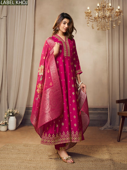 9800Abcd Label Khoj Silk Readymade Anarkali Suits Manufacturer