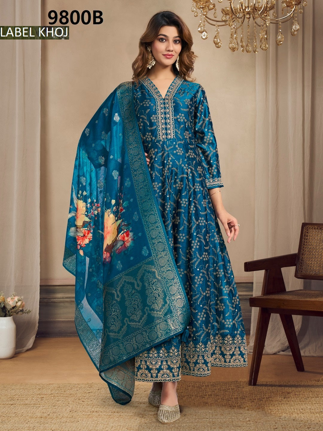 9800Abcd Label Khoj Silk Readymade Anarkali Suits Manufacturer