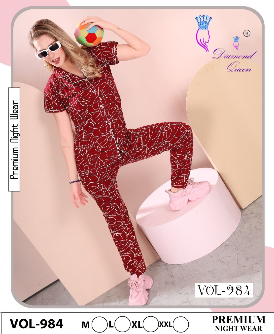 984 Diamond Queen Sinker Collar Night Suits Supplier Gujarat