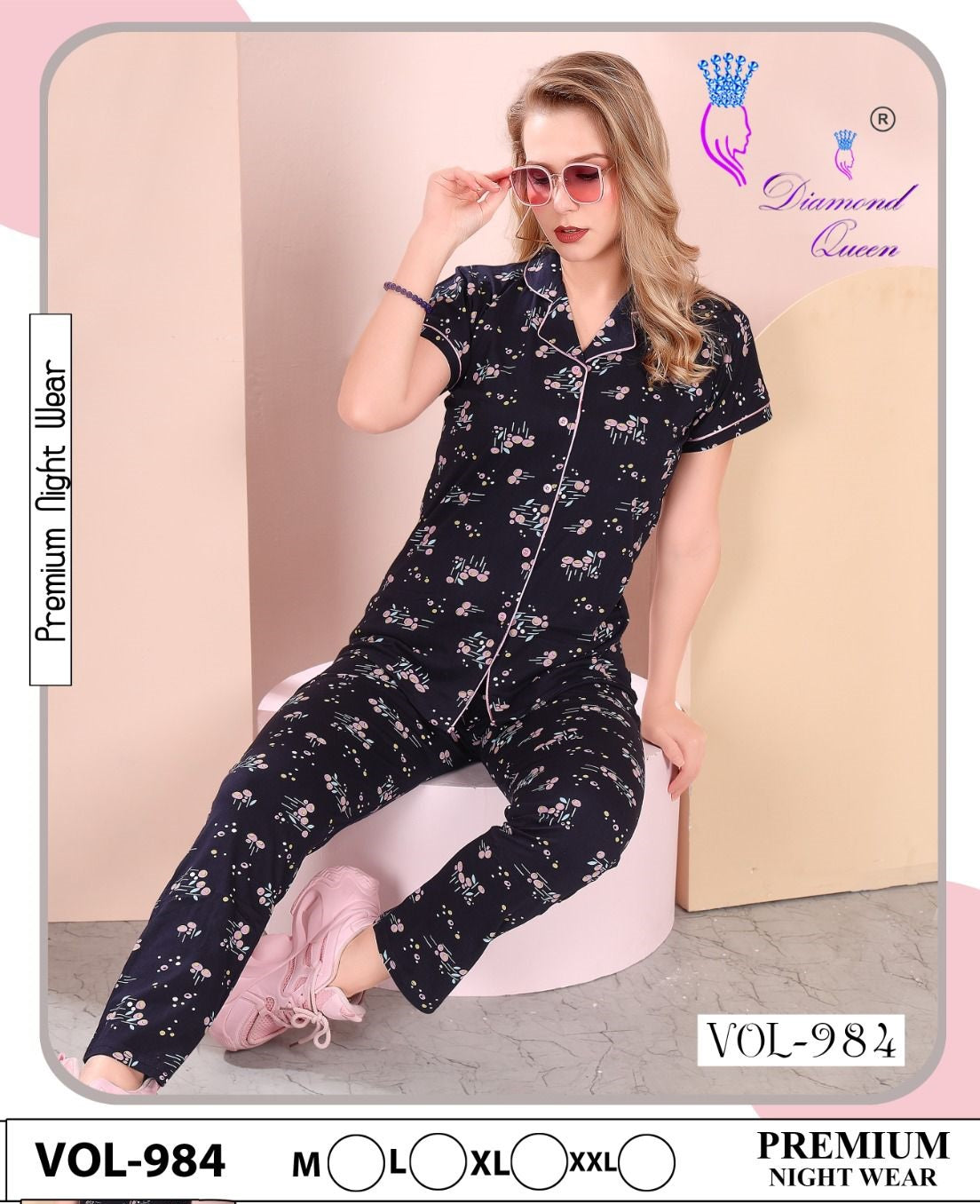 984 Diamond Queen Sinker Collar Night Suits Supplier Gujarat