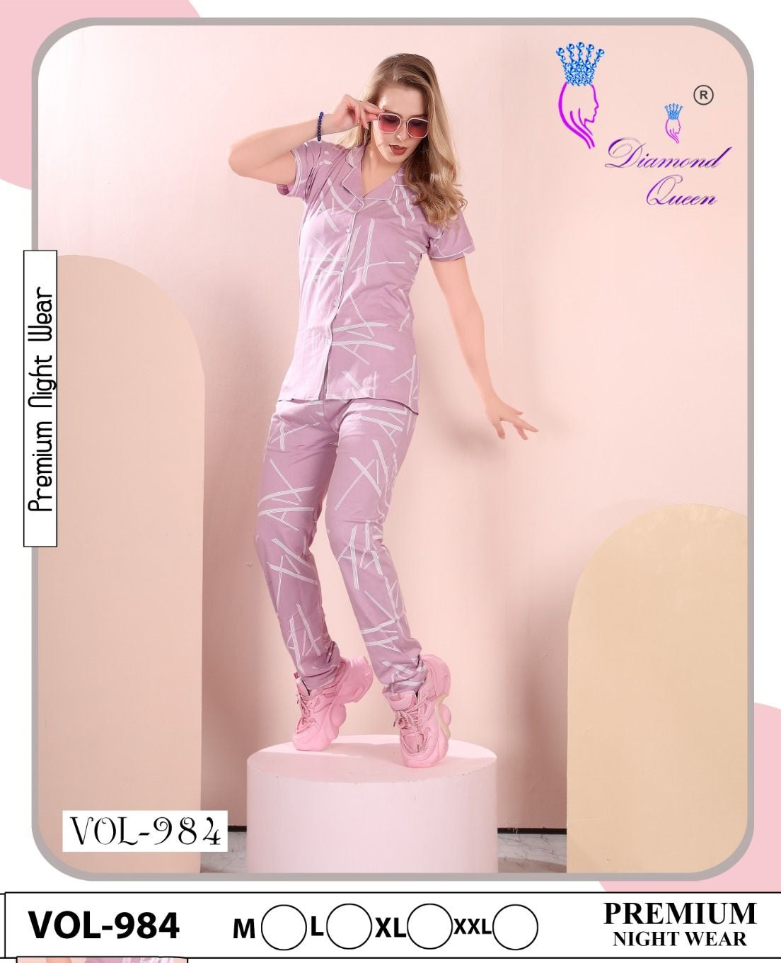 984 Diamond Queen Sinker Collar Night Suits Supplier Gujarat