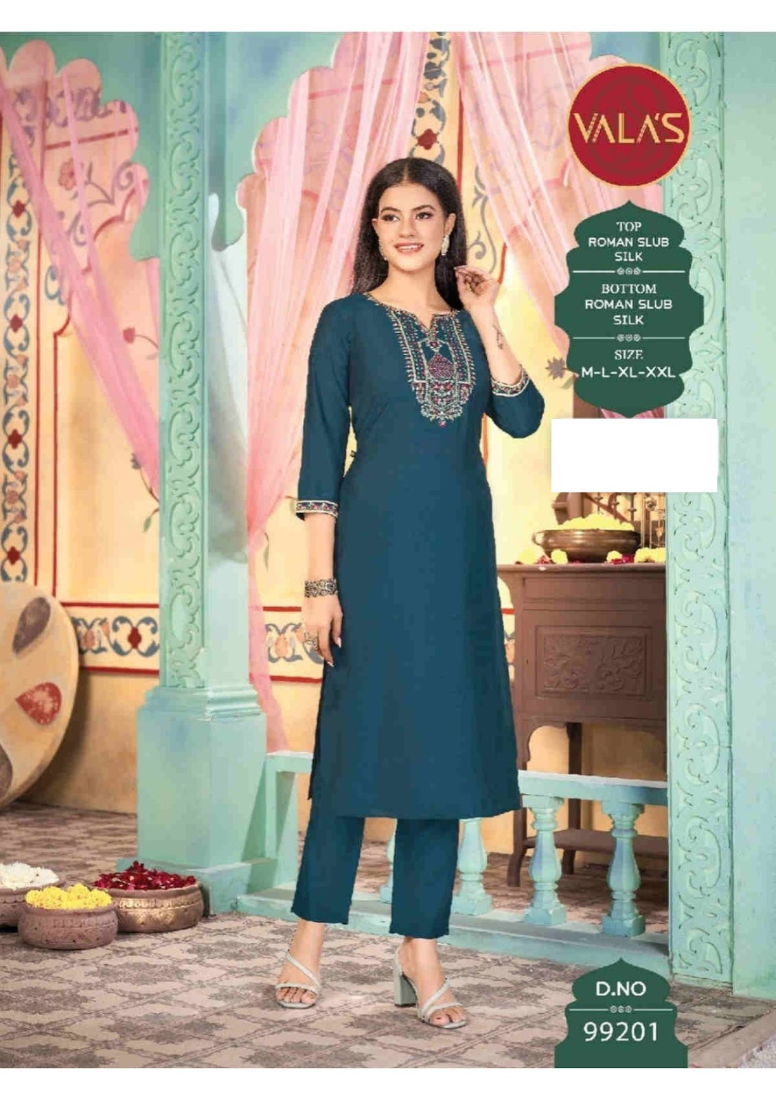 99201 Valas Roman Silk Kurti Pant Set Manufacturer