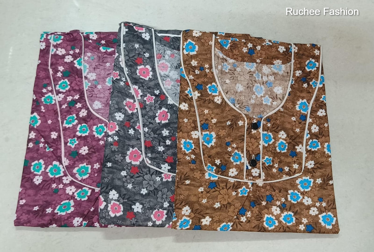 A-Line 0310 Ruchee Fashion Cotton Night Gowns Exporter India