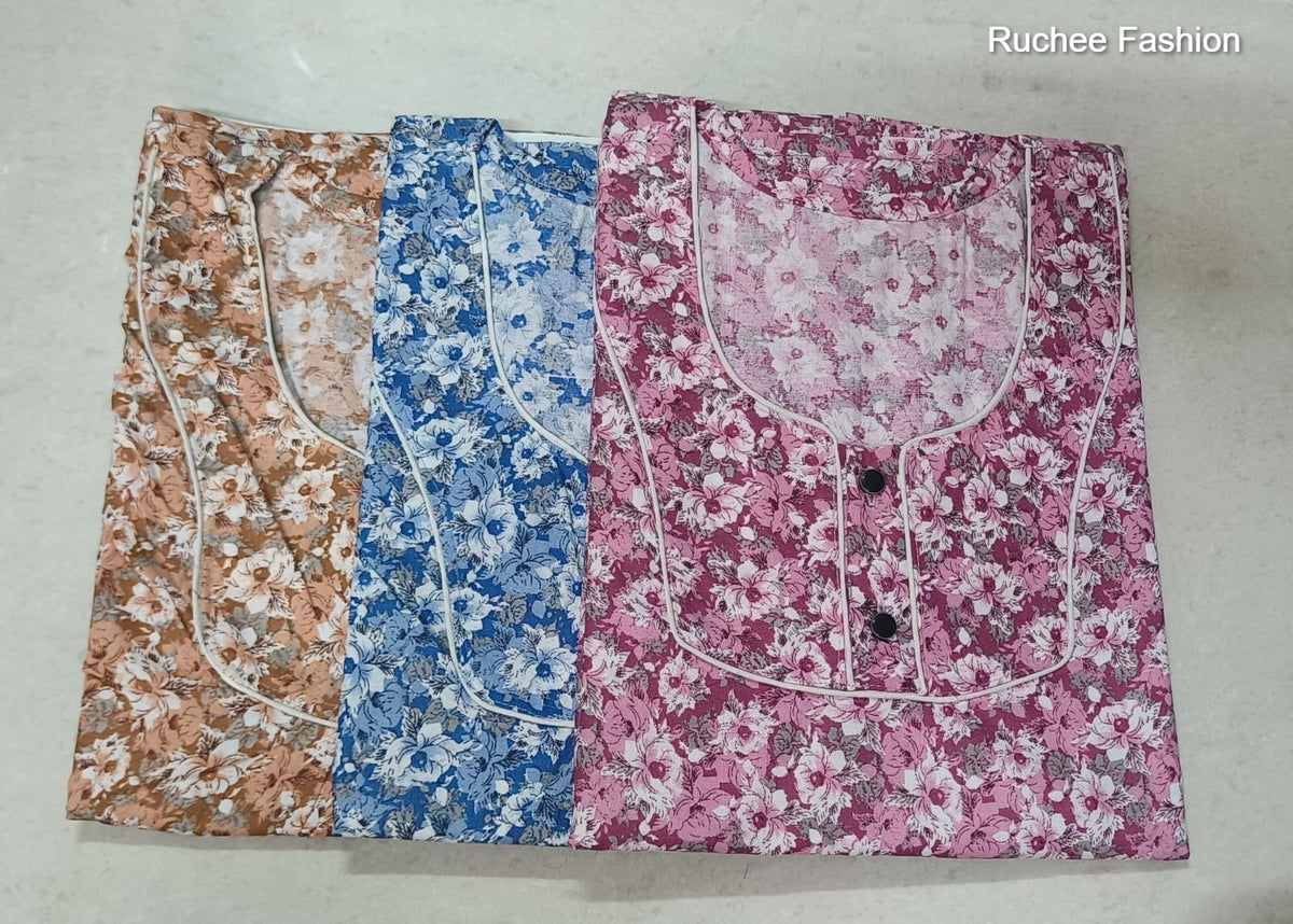 A-Line 0310 Ruchee Fashion Cotton Night Gowns Exporter India