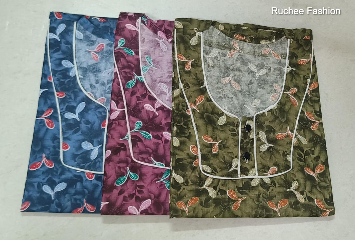 A-Line 0310 Ruchee Fashion Cotton Night Gowns Exporter India
