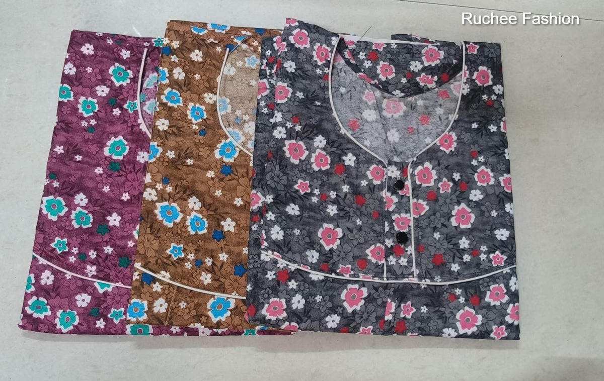 A-Line 0310 Ruchee Fashion Cotton Night Gowns Exporter India