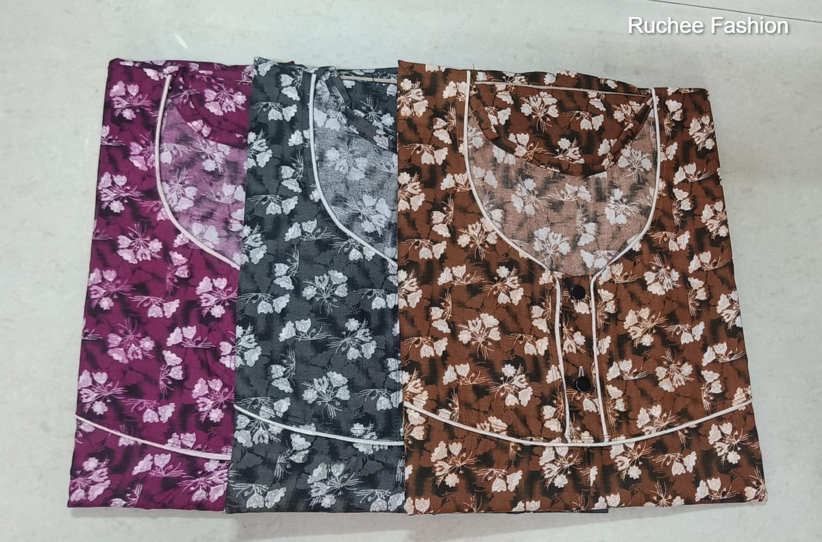 A-Line 0310 Ruchee Fashion Cotton Night Gowns Exporter India